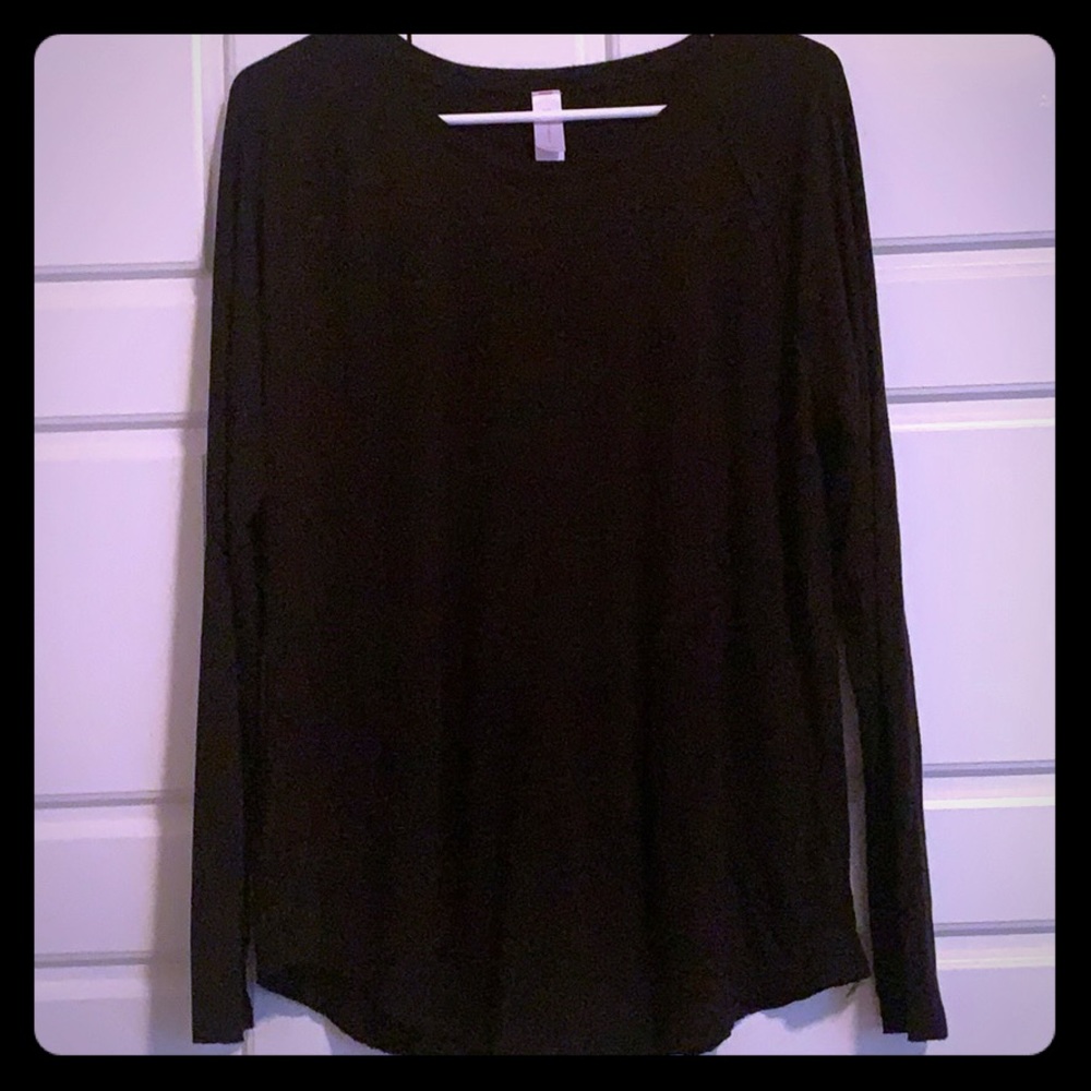 LONG SLEEVE STRETCHY BLACK BASIC TOP